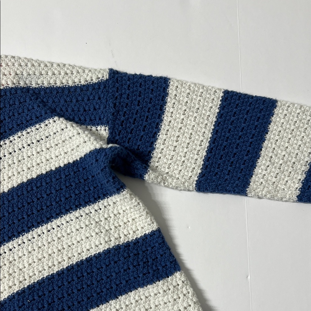 Blue and White Striped Girls Sweater - Picture 3 of 7